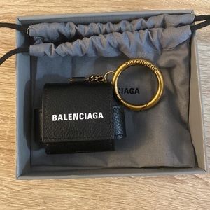 Balenciaga Black AirPod Pro Case Keychain with Gold Details - Brand New